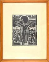 Szappanos István (1945-): Corpus. Fametszet, papír, kasírozva, jelzett, számozott (3/4). Üvegezett f...