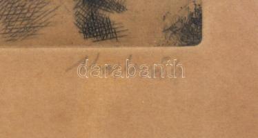 Aba-Novák Vilmos (1894-1941): Én szakállal 1923-ban. Rézkarc, papír, jelzett, korabeli üvegezett fa ...