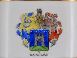 Herendi Somogy megye és Kaposvár címerével díszített kínáló. Kézzel festett, jelzett ((Herend Hungar...