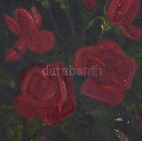 Jelzés nélkül: Virágcsendélet. Olaj, karton, kisebb felületi sérüléssel, díszes fa keretben, 11×11 c...