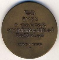 1971. "70 éves a Magyar Numizmatikai Társulat" Br emlékplakett. Szign.Madarassy T:2