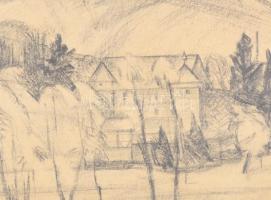 Olvashatatlan jelzéssel (W Knayl?): Gundelfingen (Baden-Württemberg, Németország). Ceruza, papír, pa...