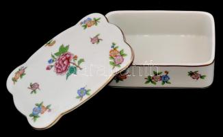 Herendi Eton mintás rózsás bonbonier, kézzel festett, jelzett (Herend Hungary 1942), apró kopásnyomo...