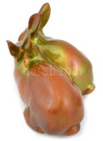 Zsolnay eozin mázas nyúl pár, jelzett, apró kopásnyomokkal és apró mázhibákkal, h: 14 cm, m: 7,5 cm