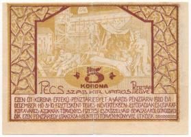 Pécs 1920. 5K pénztárjegy T:III kis szakadás