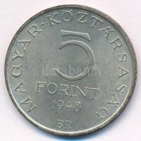 1948. 5Ft Ag "Petőfi" T:2 patina Adamo EM1