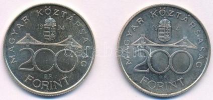 1994. 200Ft Ag "Deák" (2x) T:1- kis patina Adamo F13.1