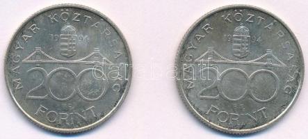 1994. 200Ft Ag "Deák" (2x) T:1- kis patina Adamo F13.1