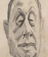 Pólya Tibor (1886-1937): Gerő Ödön műkritikus portréja. Ceruza, papír, jelzett, kasírozva, hátoldalá...