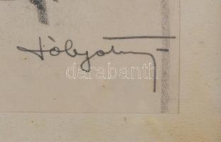 Pólya Tibor (1886-1937): Gerő Ödön műkritikus portréja. Ceruza, papír, jelzett, kasírozva, hátoldalá...