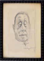 Pólya Tibor (1886-1937): Gerő Ödön műkritikus portréja. Ceruza, papír, jelzett, kasírozva, hátoldalá...