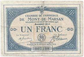 Franciaország / Mont-de-Marsan 1916. 1Fr T:III szakadások, lyuk France / Mont-de-Marsan 1916. 1 Franc C:F tears, holed