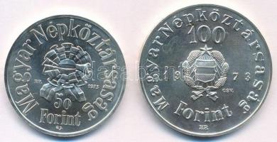 1973. 50Ft Ag + 100Ft Ag "Petőfi" T:BU 
Adamo EM41, EM42