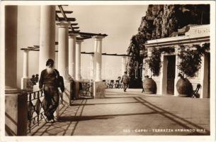 1934 Capri, Terrazza Armando Diaz / street view, terrace, old man with pipe. Ed. V. Carcavallo N.