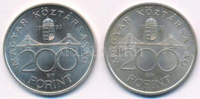 1993. 200Ft Ag "MNB" (2x) T:1- patina 
Adamo F13