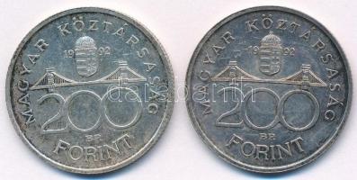 1992. 200Ft Ag "MNB" (2x) T:2 patina 
Adamo F13