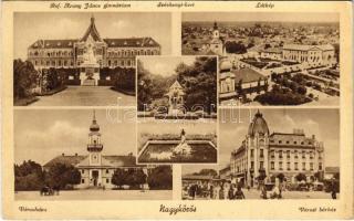1943 Nagykőrös, Városi bérház, városháza, Széchenyi kert, Református Arany János gimnázium
