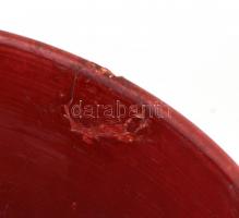 Rubinvörös nagy méretű szecessziós kaspó, puttós frízzel. Formaszámmal. Egy megragasztott sérüléssel...