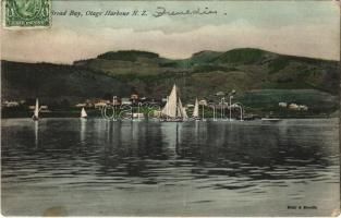 1908 Broad Bay (Dunedin), Otago Harbour, sailboats. Muir & Moodie (EK)