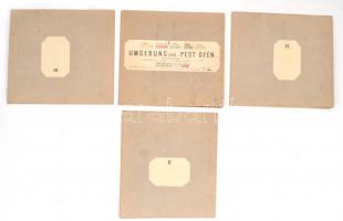 cca 1873 Umgebung von Pest Ofen, 4 szelvényből álló, színezett rézmetszetű térkép, vászonra kasírozv...