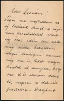 cca 1900 Jászai Mari (1850-1926) színésznő saját kézzel írt levele Hermann Leontinnak, Gerő Ödön művészeti újságíró, szerkesztő feleségének. Két beírt oldalon.