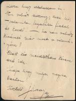 1907 Jászai Mari (1850-1926) színésznő autográf levele Gerő Ödön (1863-1939) művészeti újságíró, sze...