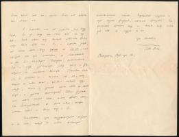 1896 Tóth Béla (1857-1907) művelődéstörténész, író autográf köszönő levele Gerő Ödön (1863-1939) író...