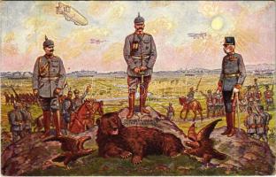 1916 Der Befreier Ostpreussens / WWI German and Austro-Hungarian K.u.K. military, Wilhelm II, the liberator of East Prussia, Franz Joseph I of Austria, Viribus Unitis propaganda
