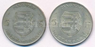 1947. 5Ft Ag "Kossuth" (2x) T:2-,3 kis patina Adamo F8.1