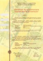 Románia 2001. 10.000L összefüggő vágatlan 4-es tömbben számozott(4814.) tanúsítvánnyal T:I csak 5000...