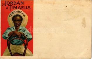 Jordan & Timaeus F. F. Bonbons / German chocolate company advertising card, litho (small tear)