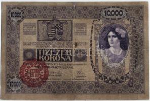 1918. 10.000K piros "Magyarország" körbélyegzővel T:III-