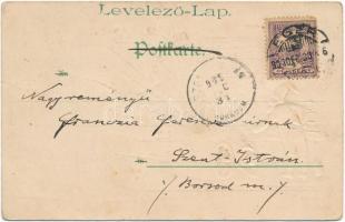 1901 Dwarf with cannon. New Year greeting. No. 64. Emb. litho (wet damage)