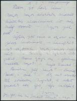 Feszty Masa (1895-1979) festőművész autográf, személyes hangú levele Gerő Ödön esztétának, melyben megköszöni a kiállításáról írt pozitív recenziót. Egy beírt oldal