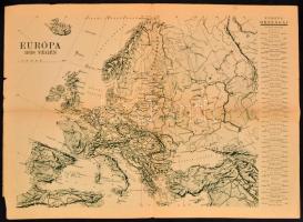 1938 Az ezeréves Magyarország, ill. hátoldalán Európa 1938 végén, Pesti Hírlap térképmelléklete, kis szakadással, 41x57 cm