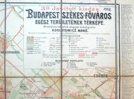 1908 Budapest Székesfőváros egész területének térképe. A szomszédos községekkel az utcák és terek be...