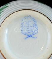 Herendi virágmintás mini füles korsó, kézzel festett, jelzett, egészen apró kopásnyommal az aranyozá...