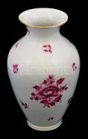 Herendi virágmintás váza, kézzel festett, jelzett, hibátlan, m: 22,5 cm