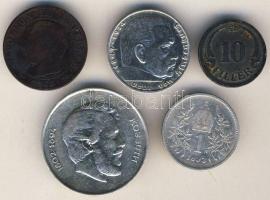 Kis vegyes tétel 1942. 10f T:3 + 1947. 5Ft Ag "Kossuth" T:2 + Ausztria 1893. 1K Ag T:3 + Franciaország 1855. 5c T:3/4 + Német 3. Birodalom 1939. 2M "Hindenburg" T:2/3+ Összesen 5klf db!