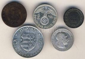 Kis vegyes tétel 1942. 10f T:3 + 1947. 5Ft Ag "Kossuth" T:2 + Ausztria 1893. 1K Ag T:3 + F...