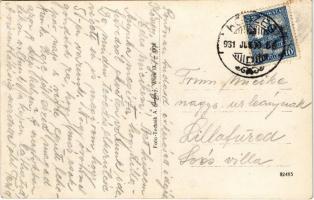 1931 Léka, Lockenhaus; látkép, templom, vár, legelésző tehenek / general view, church, castle, grazi...