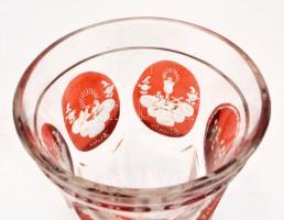 XIX. sz. vége: Rubinvörös pohár, a szerelem, barátság, hosszú élet, hit allegórikus ábrázolásával. T...