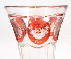 XIX. sz. vége: Rubinvörös pohár, a szerelem, barátság, hosszú élet, hit allegórikus ábrázolásával. T...