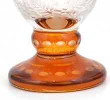 XIX. sz. vége: Rubinvörös és sárga, vadász serleg, madarak, szarvas ábrázolásával. Többrétegű, kézze...