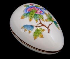 Herendi Viktoria mintás tojás bonbonnier. Kézzel festett, jelzett, hibátlan. 12 cm.