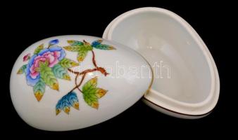 Herendi Viktoria mintás tojás bonbonnier. Kézzel festett, jelzett, hibátlan. 12 cm