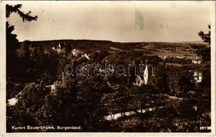 1932 Savanyúkút, Sauerbrunn; látkép, templom. P. Ledermann kiadása / Kurort / general view, church (fl)