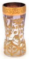 XX sz. eleje: Aranyozott üveg váza. Formába öntött, arany festett, hibátlan. 13 cm