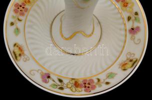 Zsolnay pillangó mintás gyertyatartó, kézzel festett, jelzett, hibátlan, m:14 cm