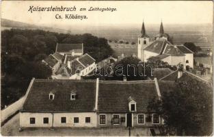 1917 Császárkőbánya, Kaisersteinbruch; látkép, templom / general view, church (fa)